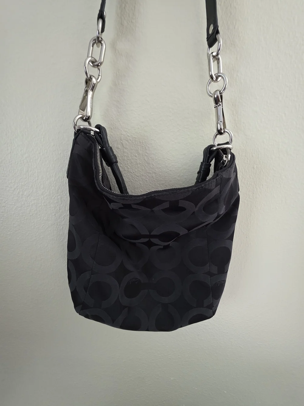 Coach Black Signature-Pattern Shoulder Bag
